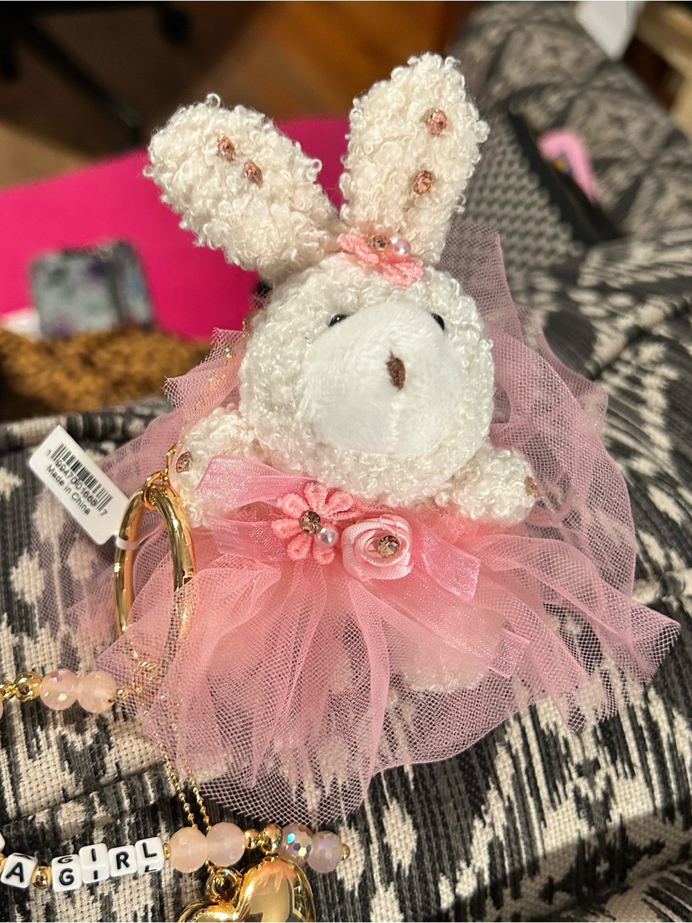 Little Words Project bunny in tutu just a girl charm bag